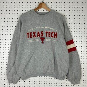 Texas Tech 90s Crewneck Sweatshirt Women's Large Red Raiders Gray Stitched TTU